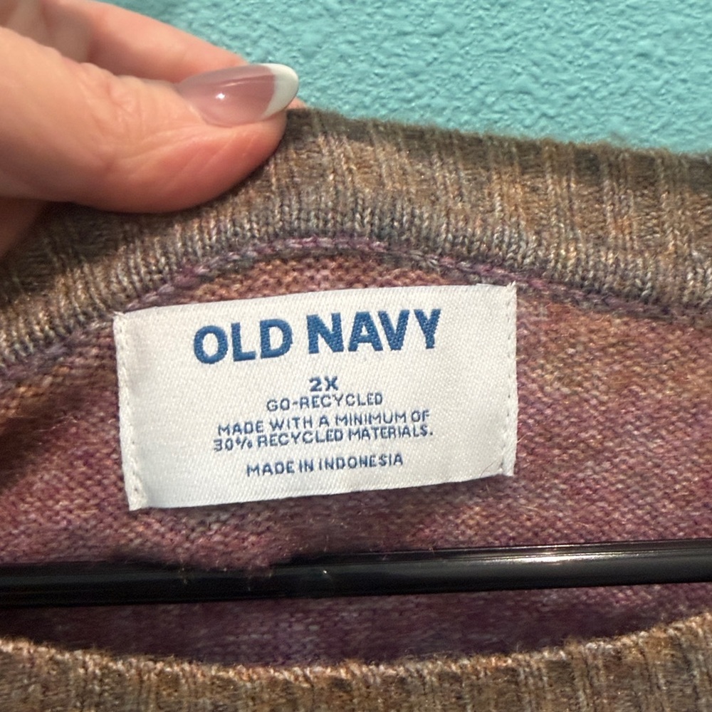 Old Navy Multicolor Crew Neck Sweater and gray pants 2  pieces - outfit - Picture 2 of 4